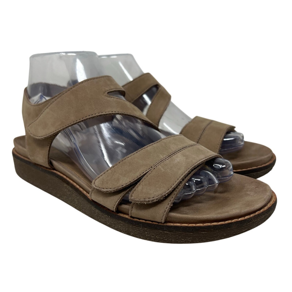 Abeo Zetta Tan Comfort Leather Sandals In Beige 8